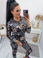 Bluzy sportowe damskie - Komplet welurowy La Perla dres z lampasami w print zwierzęcy bluza + legginsy - wzór 2 - LA PERLA - miniaturka - grafika 1