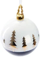 Bombki - BRUBAKER Premium bombki choinkowe złota jodła - 10 cm szklane bombki biało czarne ze złotą jodłą - miniaturka - grafika 1