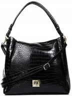 Torebki damskie - Torebka Shopper Monnari Czarna Croco Na Ramię Logo - miniaturka - grafika 1