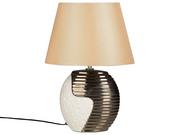 Lampy stojące - Beliani Lampa stołowa Lampka nocna porcelanowa biało-złota ESLA 21341 - miniaturka - grafika 1