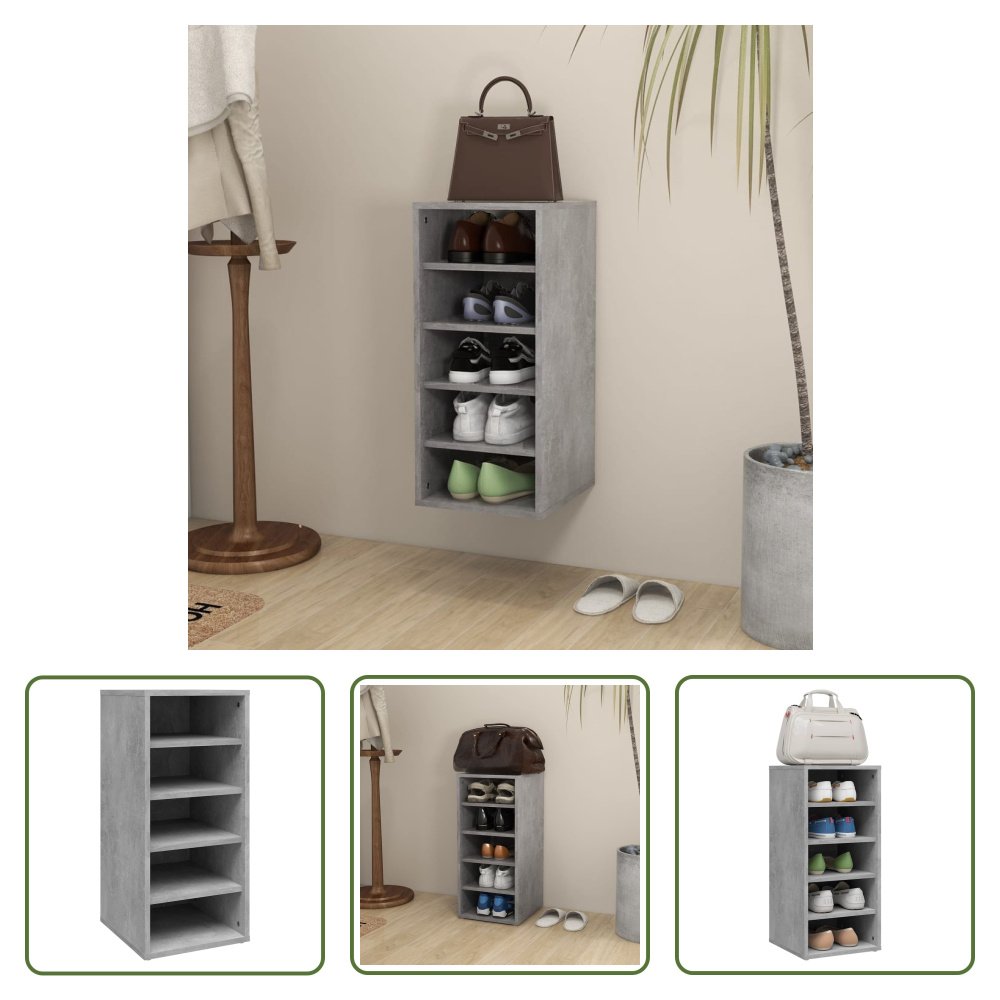 The Living Store Szafka na buty betonowa szara 31,5x35x70 cm Materiał drewnopochodny