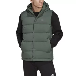 Kurtki i kamizelki sportowe męskie - Bezrękawnik adidas Helionic Hooded Down Vest HG6274 - zielony - Adidas - grafika 1