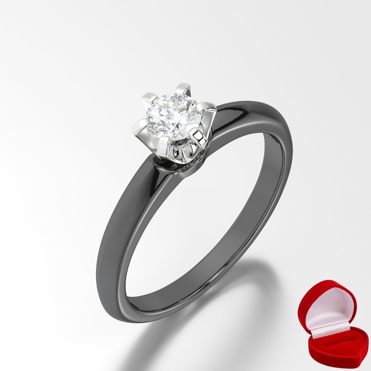 ZŁOTY PIERŚCIONEK ZARĘCZYNOWY 585 14k BRYLANT 0,24 ct CZARNE ZŁOTO R24
