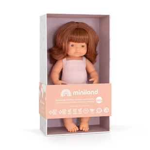 Lalka dziewczynka Colourful Edition Miniland Doll - Europejka Rude włosy 38cm - Lalki dla dziewczynek - miniaturka - grafika 1