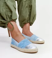 Espadryle damskie - Niebiesko-srebrne błyszczące espadryle Surana-38 - miniaturka - grafika 1