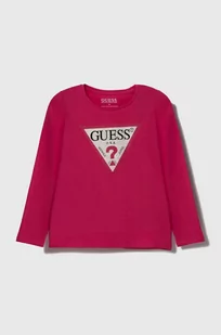 Guess longsleeve dziecięcy kolor różowy - Bluzki dla dziewczynek - miniaturka - grafika 1