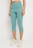 Spodnie damskie - Miętowe Spodnie 3/4 z Elastyczną Gumką w Pasie i Suwakami Leazira - miniaturka - grafika 1