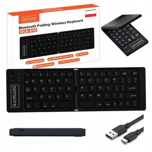 Składana Mini Klawiatura Bezprzewodowa Bluetooth do Tabletu Telefonu USB-C - Akcesoria do tabletów i e-booków - miniaturka - grafika 1