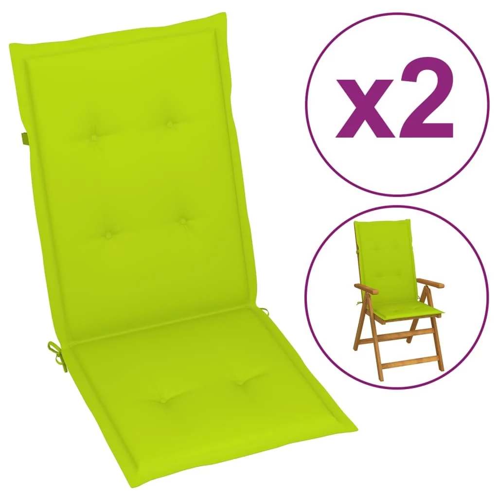 vidaXL Lumarko Poduszki na krzesła ogrodowe, 2 szt., jasnozielone, 120x50x4 cm 314119