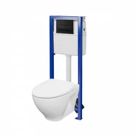 Stelaże i zestawy podtynkowe do WC - CERSANIT S701-740 Zestaw podtynkowy MODUO miska 52,5cm + deska + stelaż + przycisk CZARNY MAT - miniaturka - grafika 1
