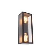 Lampy ogrodowe - QAZQA Przemysłowy kinkiet czarny 38 cm 2-punktowy IP44 - Charlois - miniaturka - grafika 1