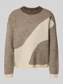 Swetry damskie - Sweter z dzianiny o luźnym kroju ze wzorem na całej powierzchni model ‘LINNA’ - miniaturka - grafika 1