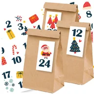 Ozdoby bożonarodzeniowe - Kalendarz Adwentowy 24 Torebki + Naklejki - Mikołaj - miniaturka - grafika 1