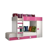 Łóżka dla dzieci i młodzieży - Abiks Łóżko piętrowe Antresola TOLEDO 2 biały + różowy - miniaturka - grafika 1