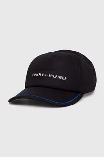 Czapki męskie - Tommy Hilfiger czapka z daszkiem bawełniana kolor czarny z aplikacją - grafika 1