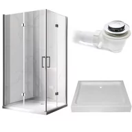 Kabiny prysznicowe - Zestaw Kabina Prysznicowa Chrom 100X80 uchylna + brodzik 96880178 - miniaturka - grafika 1