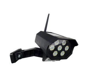 LED Atrapa kamery solarnej z czujnikiem LED/3,7V IP44 czarna + pilot - Lampy ogrodowe - miniaturka - grafika 1