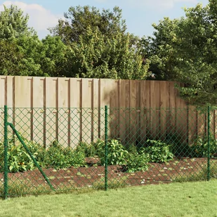 vidaXL Ogrodzenie z siatki, ze stopami słupków, zielone, 1,1x25 m - Ogrodzenia - miniaturka - grafika 1