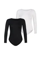 Bielizna nocna - 2 Pack Body damskie klasyczne Longy Czarne/Białe - miniaturka - grafika 1