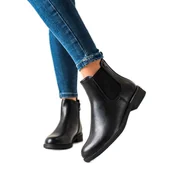 Botki damskie - Sergio Leone Klasyczne Czarne Botki Na Suwak - miniaturka - grafika 1