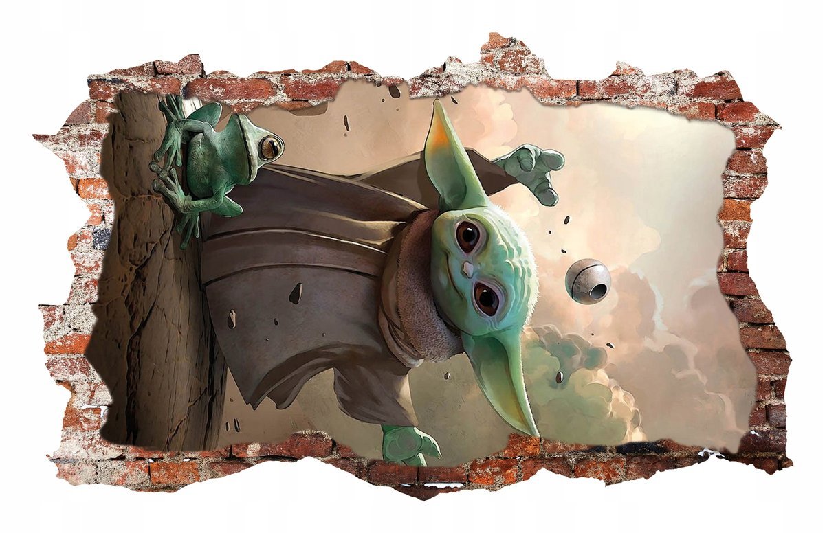 Naklejki na ścianę Baby Yoda Star Wars fototapeta 3D Dziura 70x46 cm #7