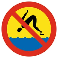Akcesoria BHP - Tabliczka ZAKAZ SKAKANIA DO WODY 15x15cm PCV 1mm - miniaturka - grafika 1