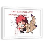 Plakaty - Plakat w ramie białej FEEBY Manga I need coffee, 70x50 cm - miniaturka - grafika 1