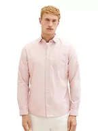 Koszule męskie - TOM TAILOR Męska koszula slim fit z delikatnymi paskami z bawełny, 32293-red Dobby Structure, XL - miniaturka - grafika 1