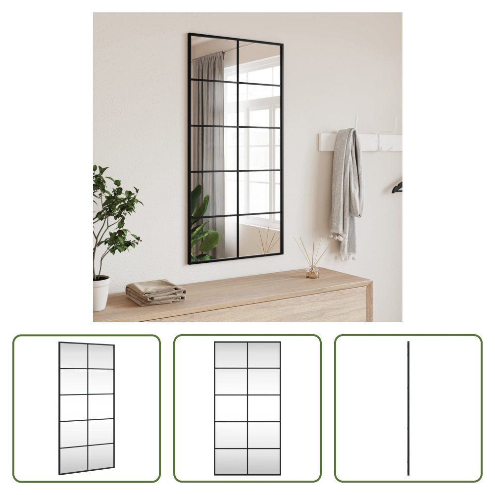 Lustro ścienne Living Store czarne 50x100 cm prostokątne żelazo