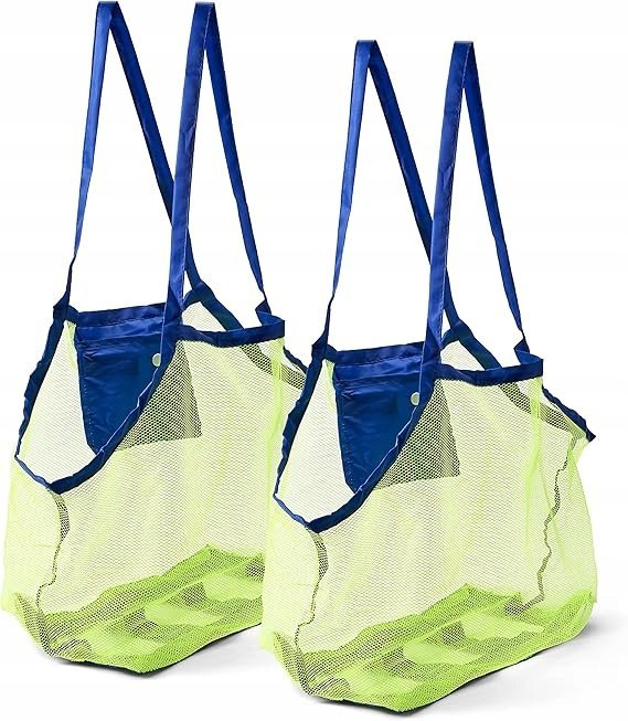 TORBA PLAŻOWA SIATKOWA 2x NA ZABAWKI RĘCZNIKI PODRÓŻNA NA PLAŻE BASEN 45CM