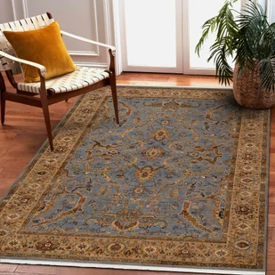 Dywan KESHAN Frędzle, Ramka orientalny 7875/53544 beż / niebieski 120x145 cm - Dywany - miniaturka - grafika 1