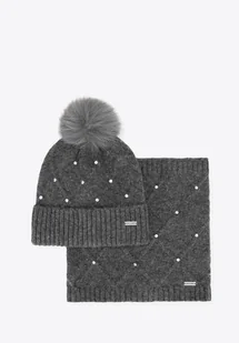 Komplet damski zimowy – czapka i komin w kryształki szary - Czapki damskie Komplet damski zimowy – czapka i komin w kryształki szary - Czapki damskie - miniaturka - grafika 1