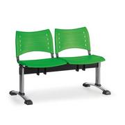 Inne meble biurowe - Ławka do poczekalni plastikowa VISIO, 2 siedzenia, zielony, chromowane nogi - miniaturka - grafika 1
