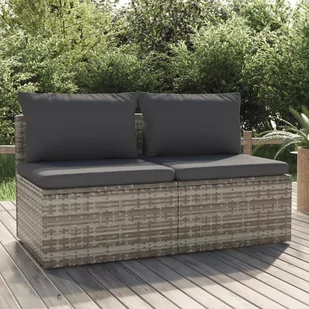 vidaXL 2-osobowa sofa ogrodowa z poduszkami, szara, polirattan - Sofy ogrodowe - miniaturka - grafika 1
