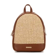 Torebki damskie - Damski plecak z plecionką brązowo - beżowy - miniaturka - grafika 1