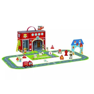 Tooky Toy: Zestaw strażacki - 17 elementów - Tory, garaże, parkingi - miniaturka - grafika 1