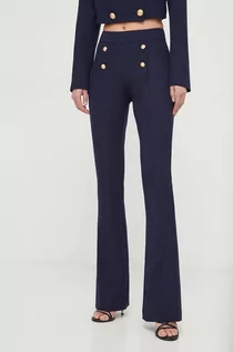 Spodnie damskie - Silvian Heach spodnie damskie kolor granatowy proste high waist - grafika 1