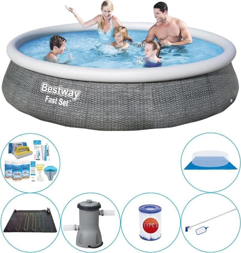 Zestaw basenowy - Bestway Fast Set Rattan 396x84 cm okrągły