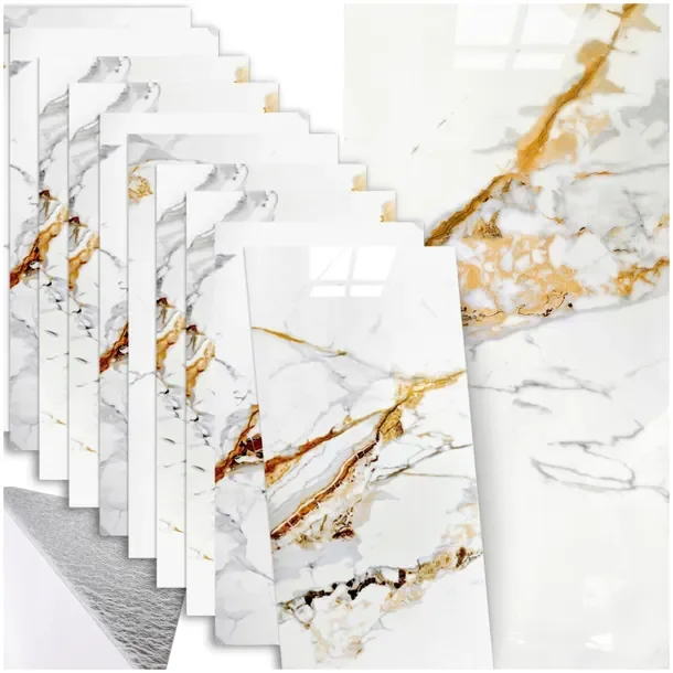 X10 Samoprzylepny Panel Ścienny Marmur Pcv Laminat Połysk 3d Płytki 30x60