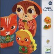 Układanki dla dzieci - Djeco Pionowe, drewniane puzzle Enzo & Co - miniaturka - grafika 1