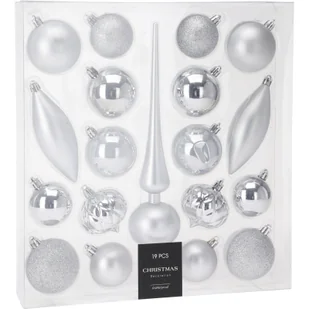 Bombki świąteczne w różnych kształtach z koronką na choinkę, zestaw 19 sztuk - Bombki - miniaturka - grafika 1