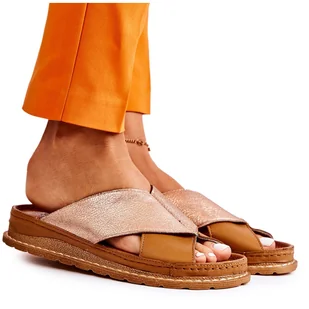 Skórzane Profilowane Klapki Maciejka 04986-29 Brązowe - Klapki i japonki damskie - miniaturka - grafika 1