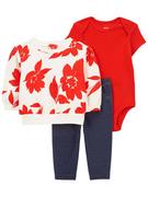 Bluzy i sweterki niemowlęce - carter's 3-częściowy zestaw w kolorze czerwonym - miniaturka - grafika 1