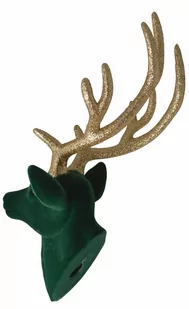 Głowa renifera welurowa, zielona, wisząca, 14x12x32 cm - Ozdoby bożonarodzeniowe - miniaturka - grafika 1