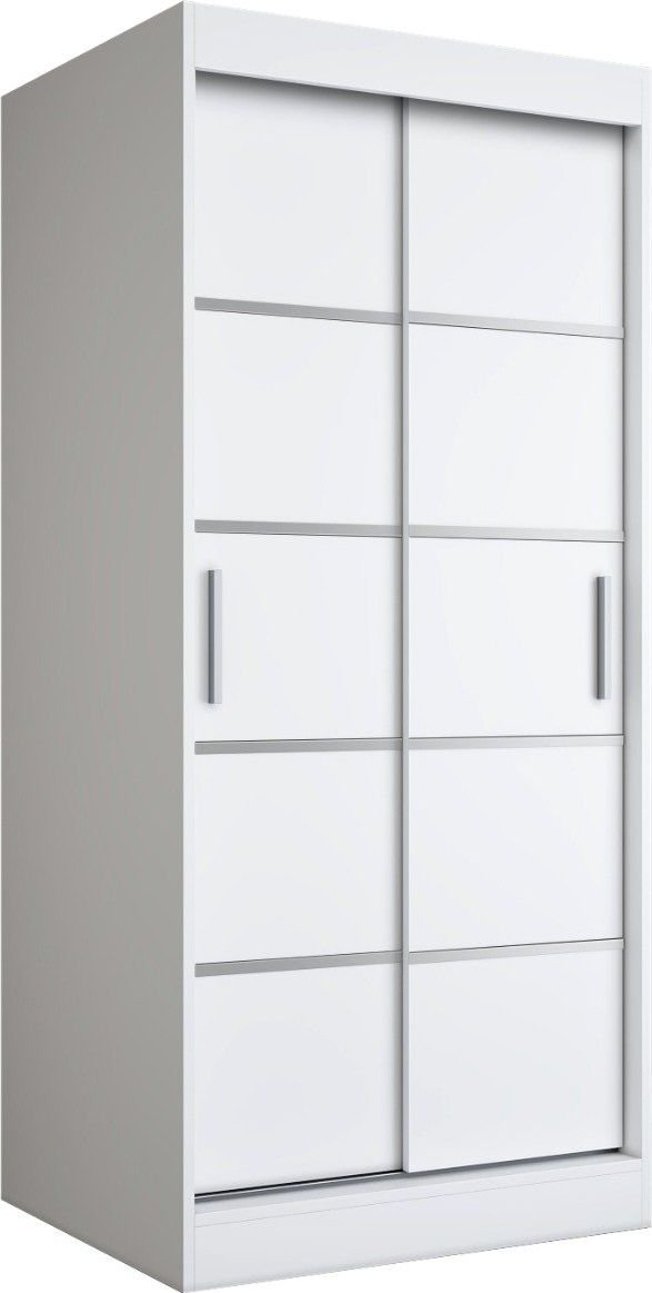 MKPOL Szafa przesuwna MODUO COMFORT 90 biała mat z listwami