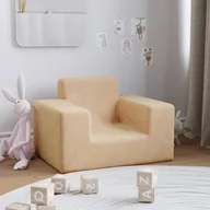 Sofy i kanapy - Lumarko Sofa dziecięca, kremowa, miękki plusz - miniaturka - grafika 1