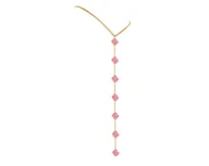 Naszyjniki - COLIBRA Pozłacany Naszyjnik różowe kwiatki różowe kwiatuszki (C23/LAT/140Au) - miniaturka - grafika 1