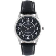 Zegarki męskie - Zegarek męski kwarcowy czarno-srebrny klasyczny skórzany pasek C402 - miniaturka - grafika 1