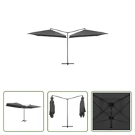 Parasole ogrodowe - The Living Store Podwójny parasol na stalowym słupku - 250 x 250 cm - antracytowy - Parasol Podwójny - miniaturka - grafika 1