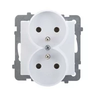 Gniazdka elektryczne - LEDart podwójne z uziemieniem, bez ramki - Ospel Sonata GP-2RRZ/m/00, kolor biały, 16A/250V - miniaturka - grafika 1